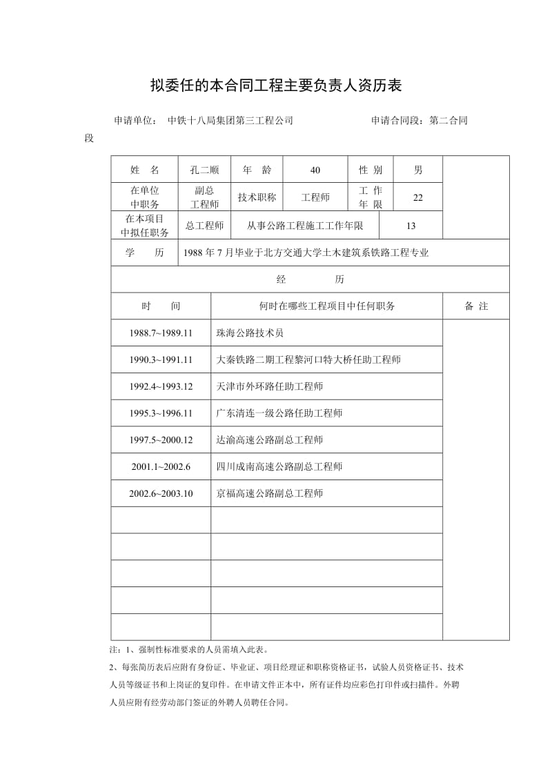 拟委任的本合同工程主要负责人资历表-更换.doc_第3页