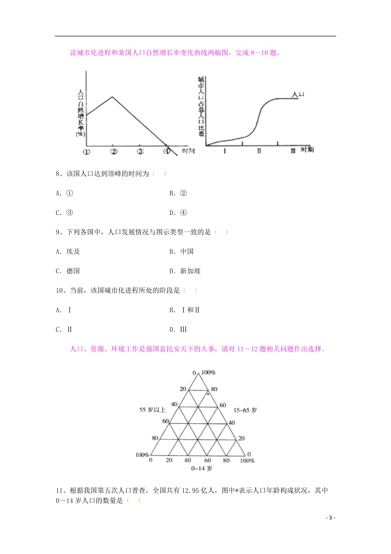 2014高考地理总复习题型 人口增长模式和人口合理容量 新人教版必修2.doc_第3页