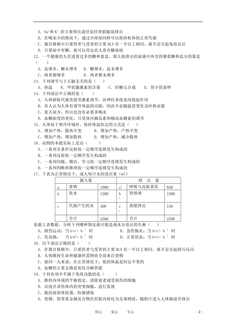 高中生物《人体免疫系统》同步练习5 中图版必修3.doc_第2页