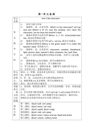 四年级英语上册第一单元单元备课-.docx