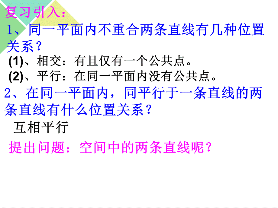 【数学】212《空间中直线与直线之间的位置关系》课件(人教A版必修2)1.ppt_第2页