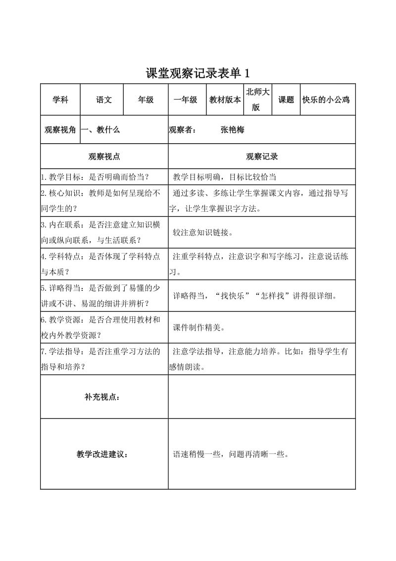 张艳梅观察表单1.doc_第1页