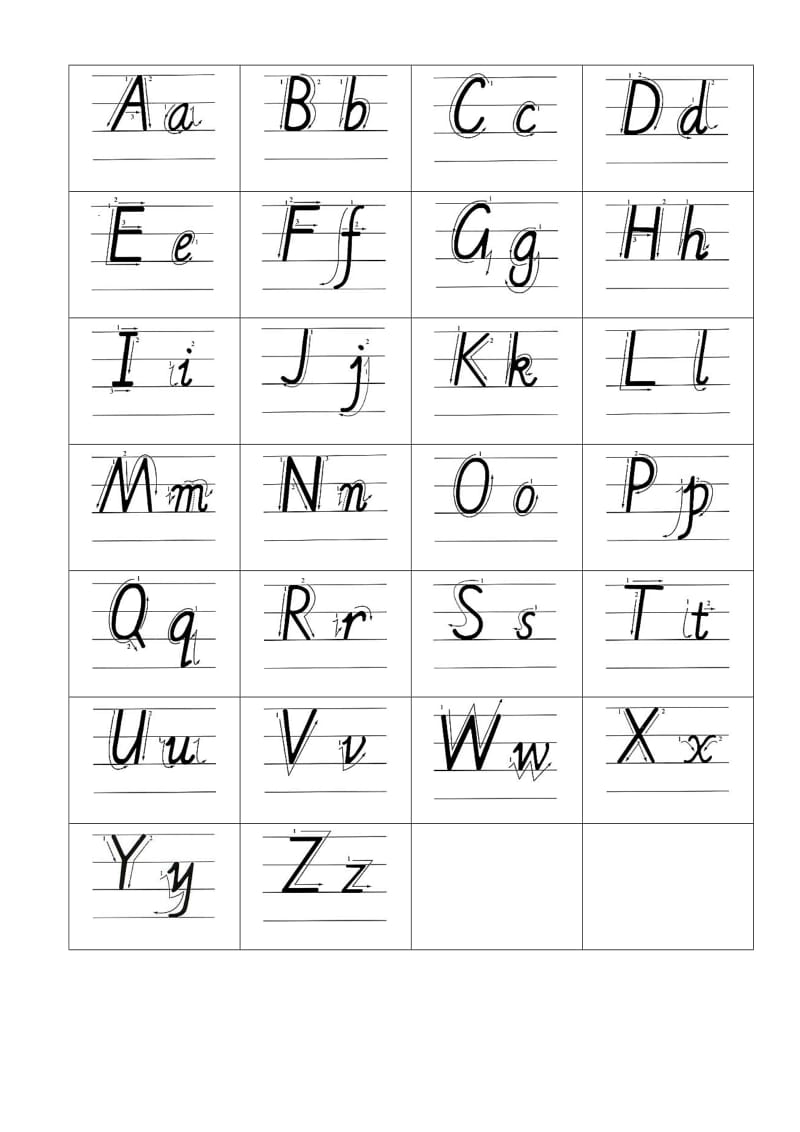 26个英文字母书写标准及描红书写字帖有笔顺也可仿写(完美打印版).doc_第1页