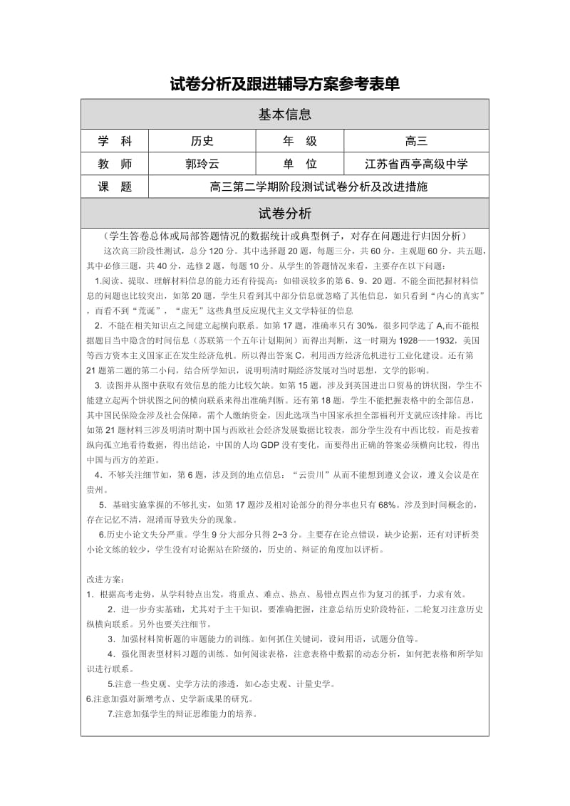 试卷分析案例及改进方案.doc_第1页