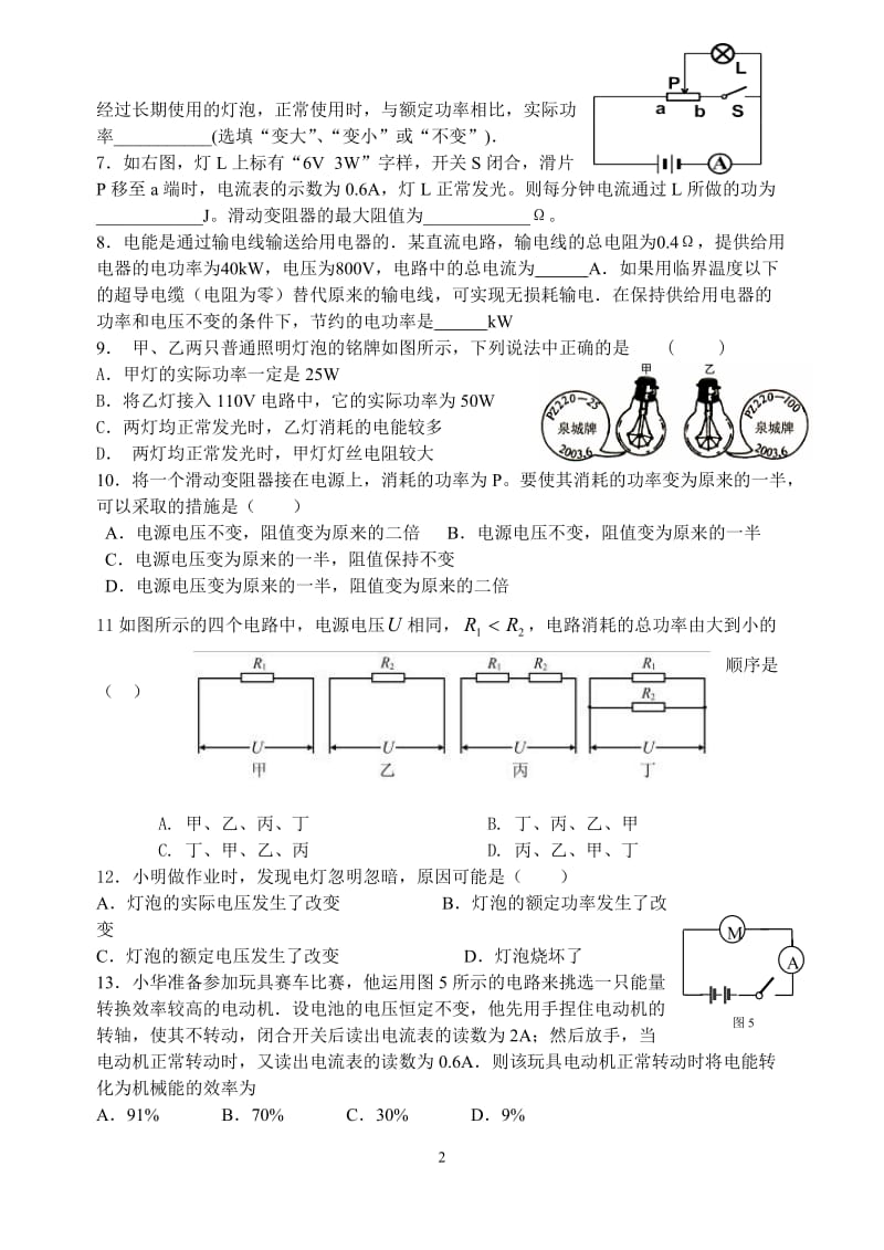 华师大九年级中考科学复习电功率.doc_第2页