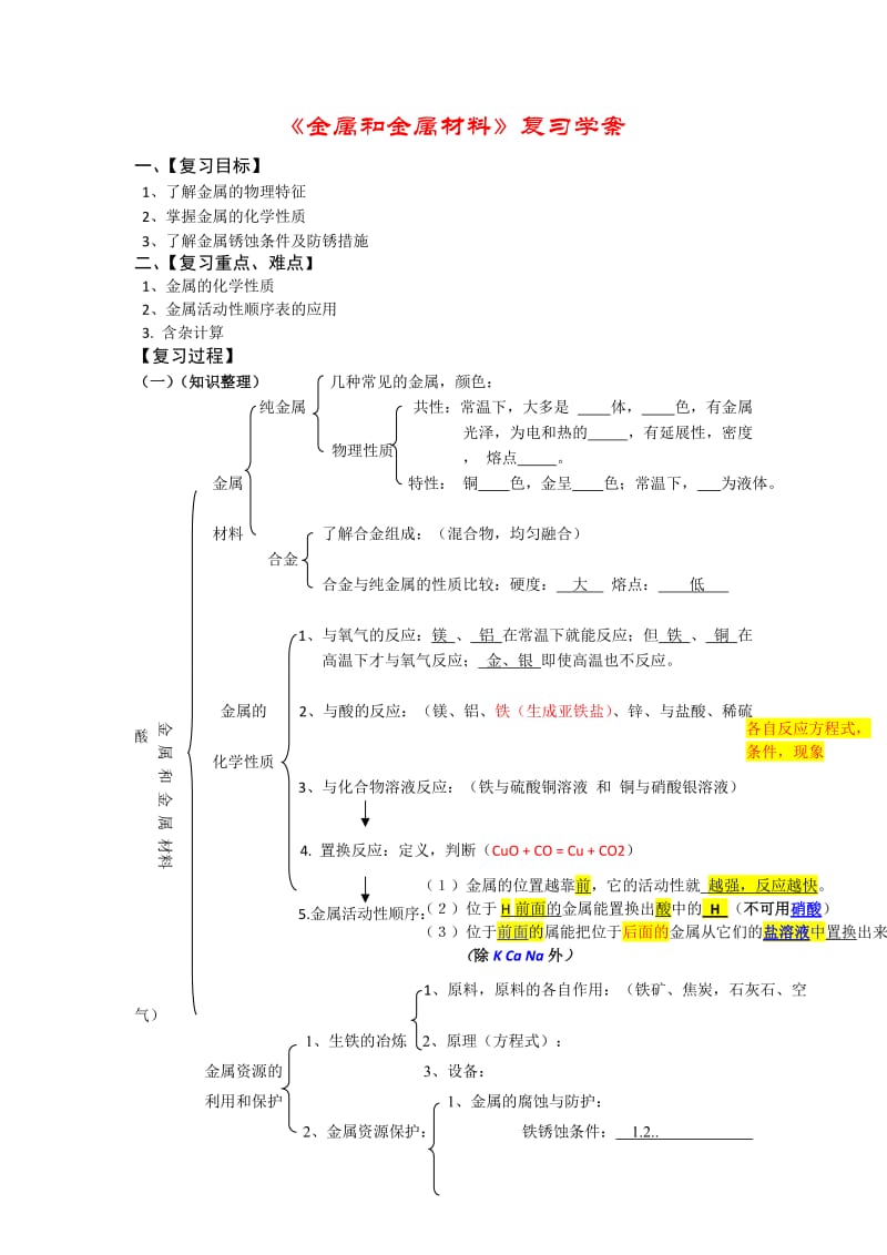 第八单元《金属和金属材料》复习学案.doc_第1页