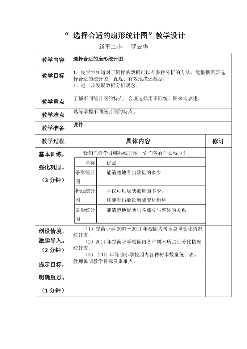 选择适合的扇形统计图教学设计.doc_第1页