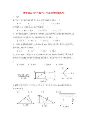 数学初二下沪科版18.1勾股定理同步练习.doc