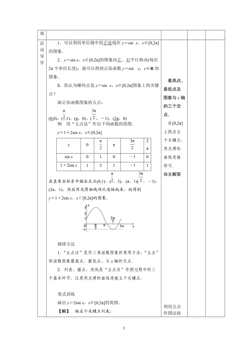 141正弦函数、余弦函数的图象(一)龙清华.doc_第3页