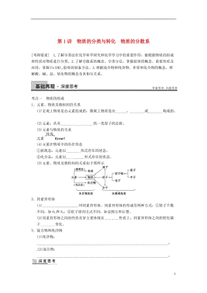 安徽省蚌埠铁中2014届高考化学一轮复习（夯实基础 配配套规范训练卷）《专题1第1讲 物质的分类与转化 物质的分散系》 新人教版.doc