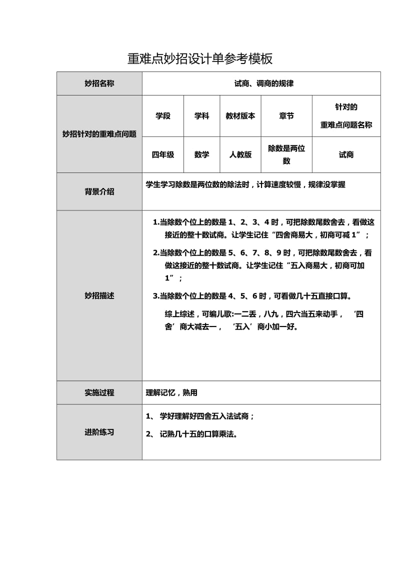 重难点妙招设计单模板.doc_第1页