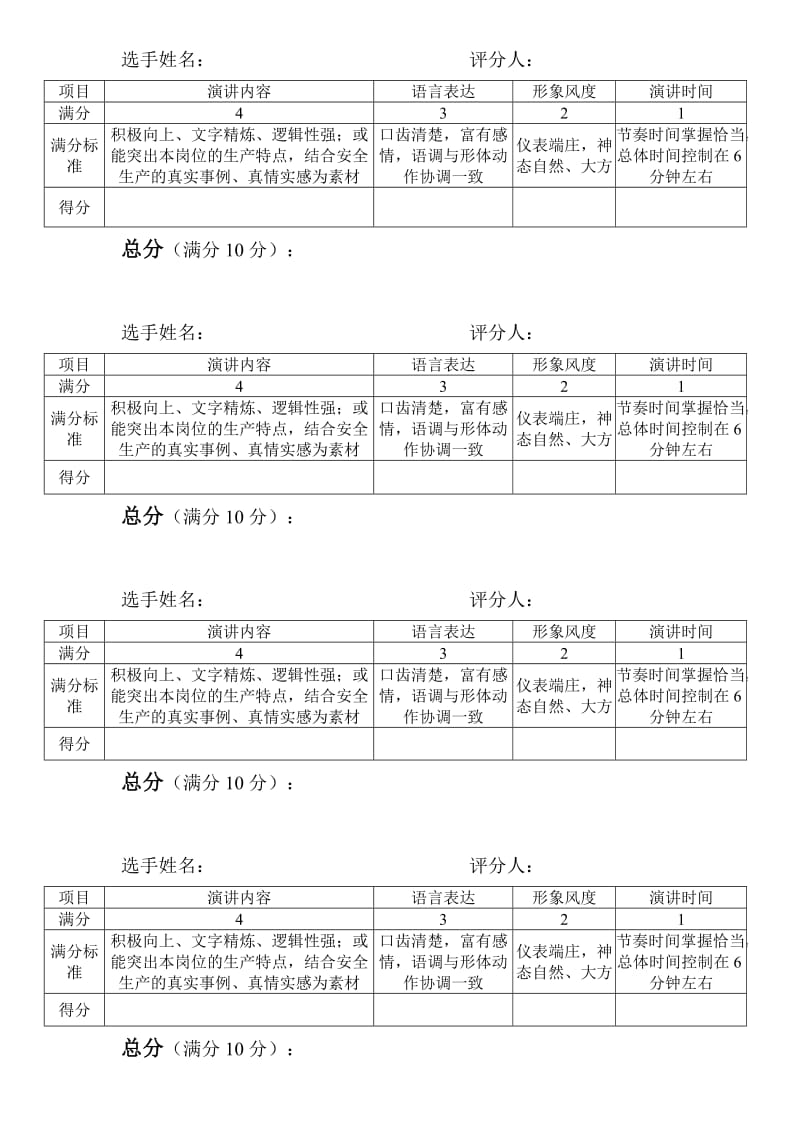 演讲比赛评分表(评委用).doc_第1页