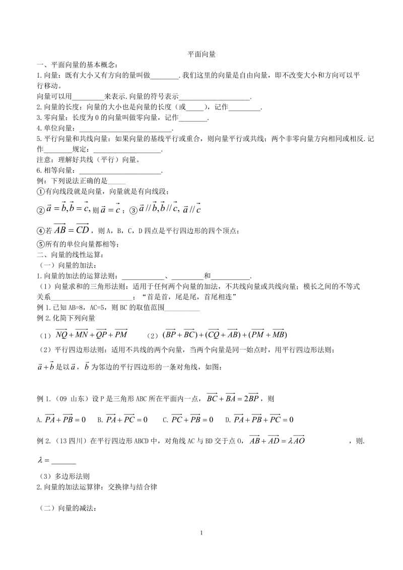 高三高考平面向量题型总结-经典.doc_第1页