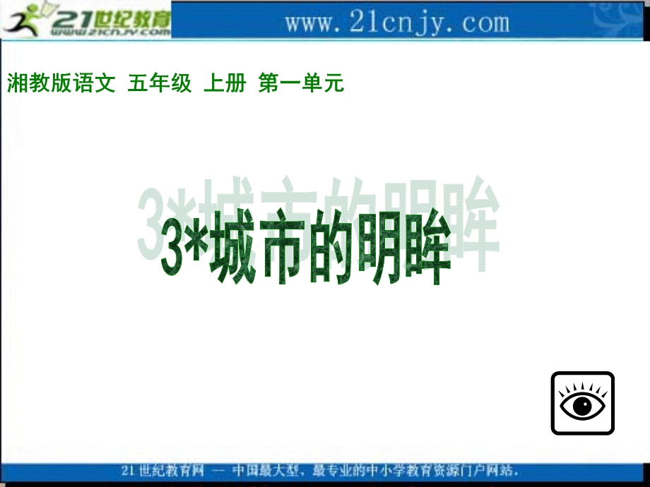 （湘教版）五年级语文课件3城市的明眸.ppt_第1页