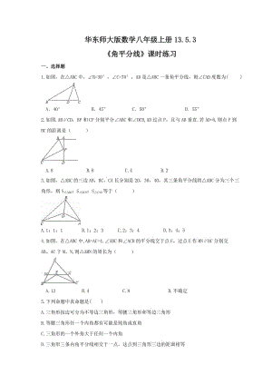 2021年华东师大版数学八年级上册13.5.3《角平分线》课时练习（含答案）.doc