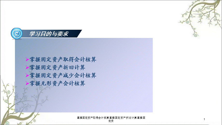 掌握固定资产取得会计核算掌握固定资产折旧计算掌握固定资课件.ppt_第1页