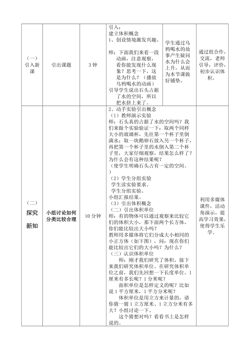 体积交互式电子白板环境下的教学设计表1.doc_第3页