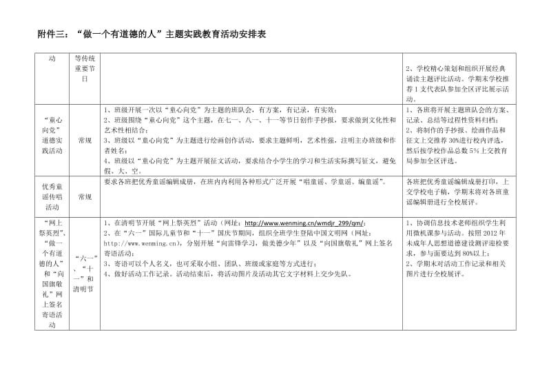 “做一个有道德的人”主题实践教育活动安排表.doc_第2页