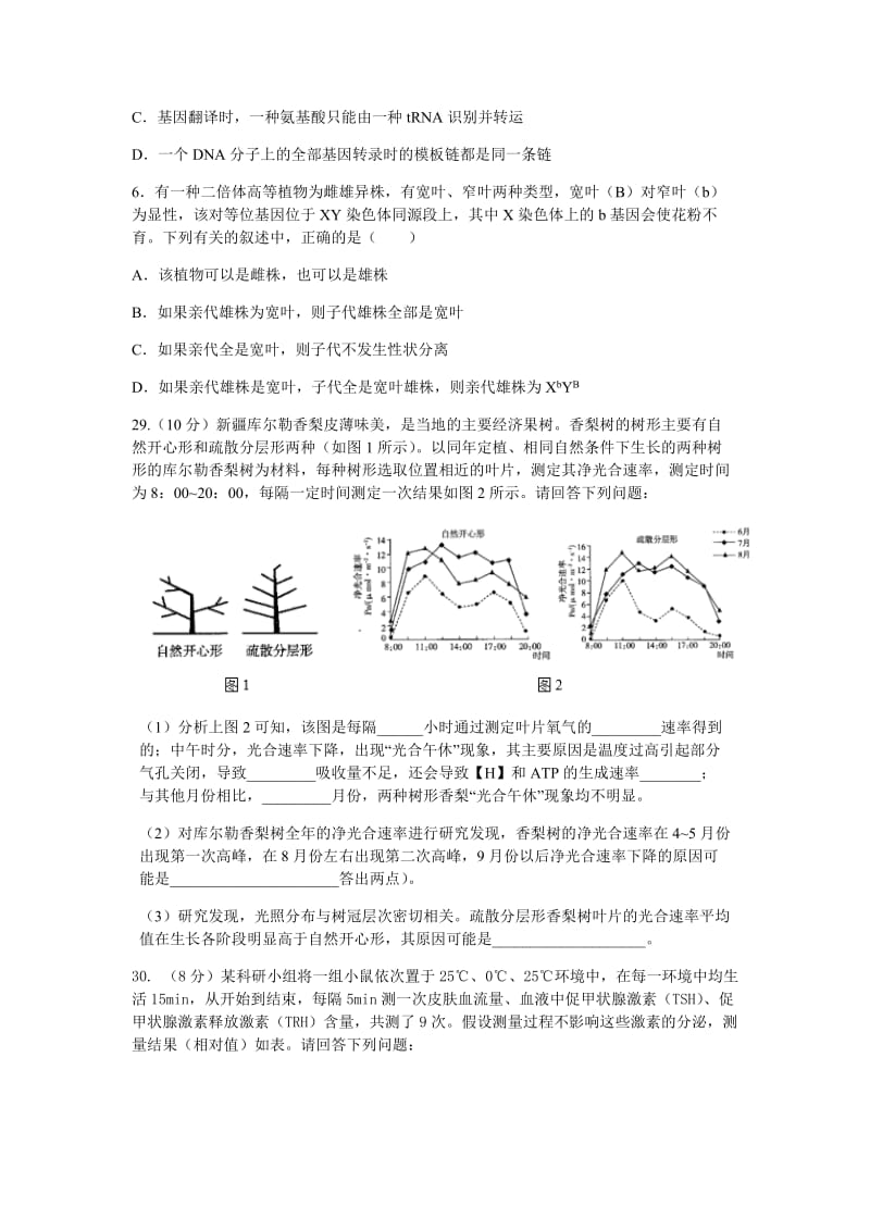 四川省绵阳南山中学实验学校2020届高三5月月考理科综合生物试题含部分解析.doc_第2页