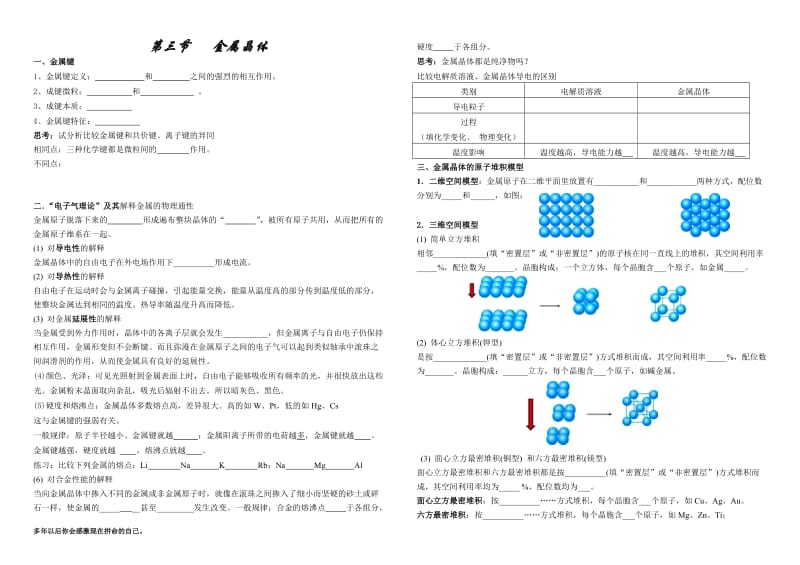 人教化学选修3第三章第3节 金属晶体导学案无答案2.doc_第1页