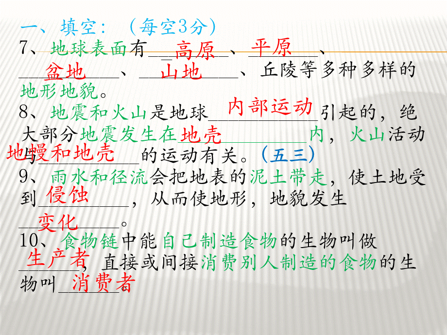 模拟试卷2五年级科学上册MicrosoftOfficePowerPoint演示文稿.pptx_第3页