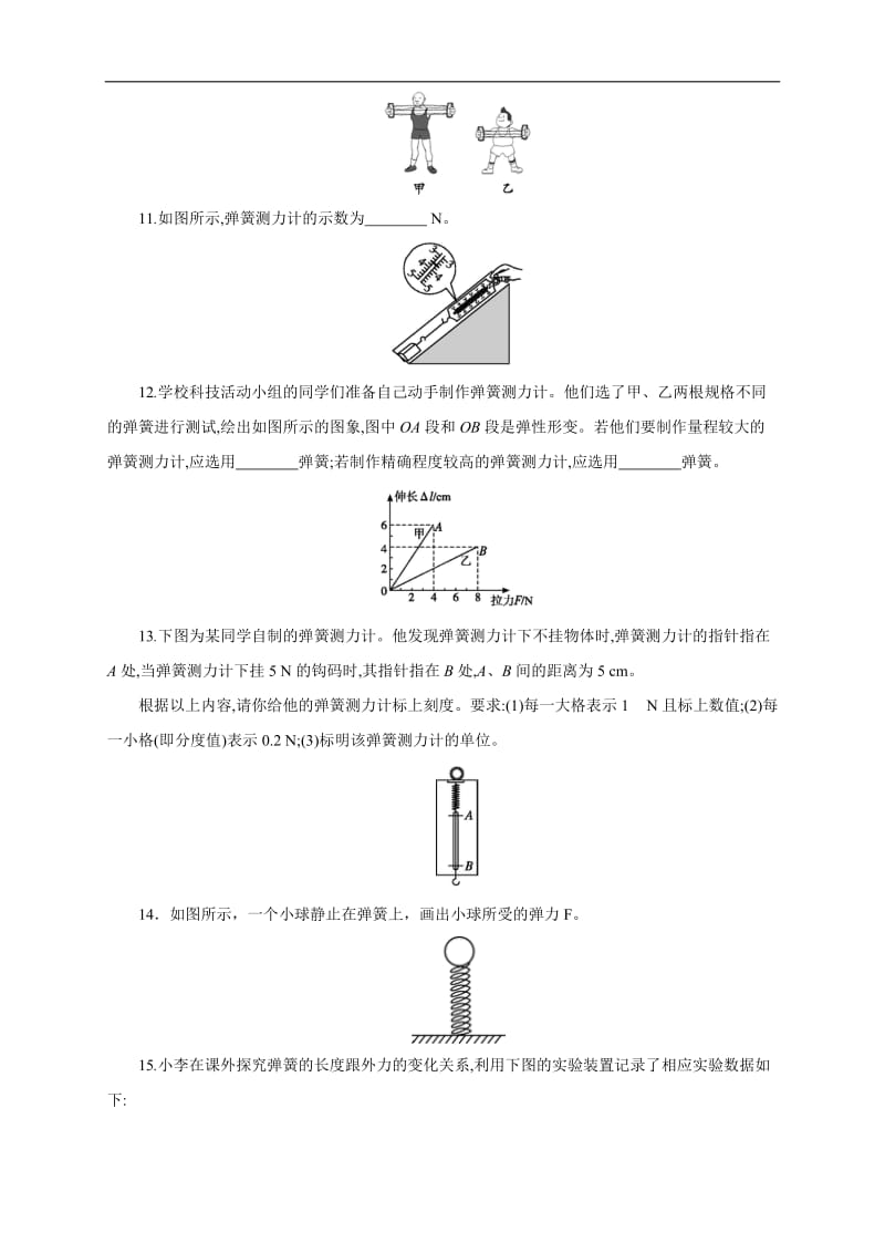 人教版八年级物理下册7.2 弹力 同步练习.docx_第3页