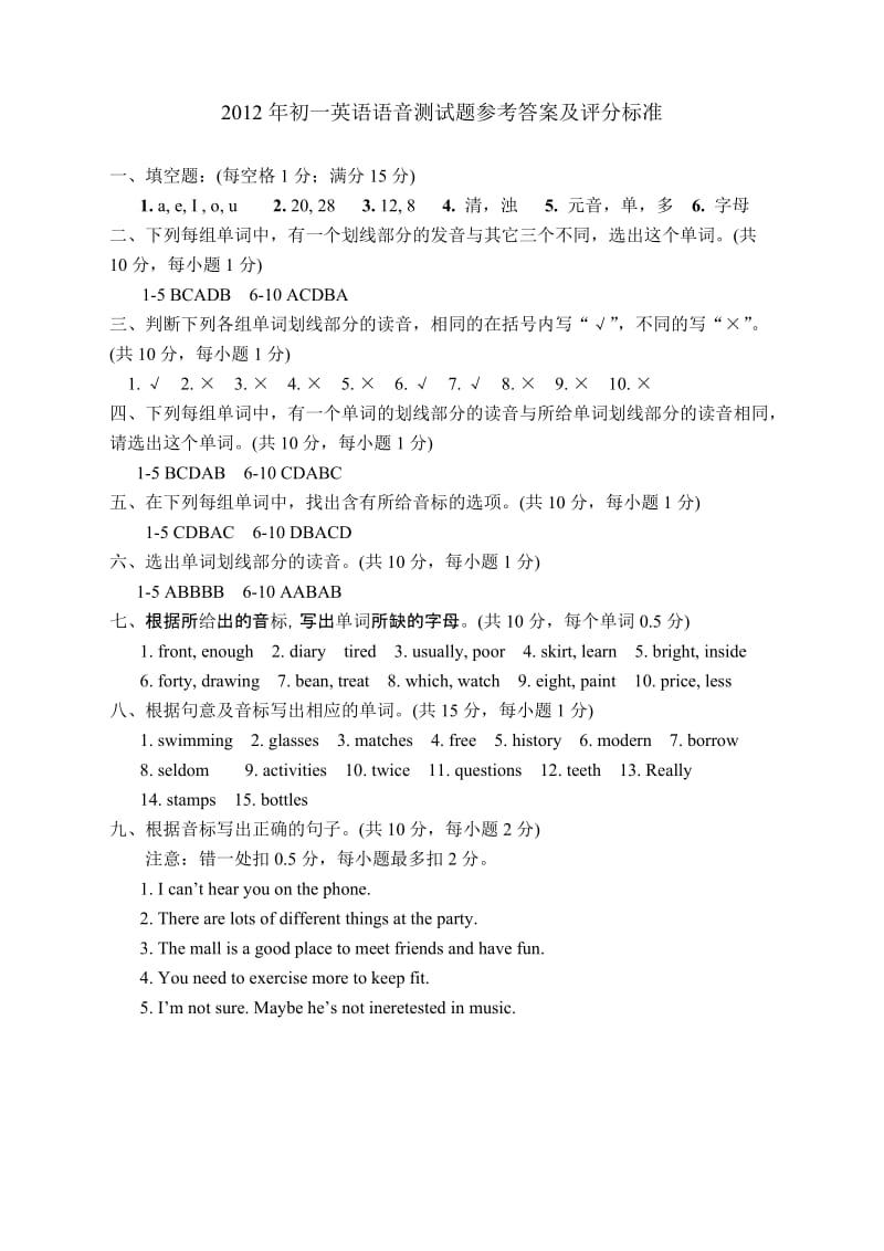 2012年初一英语语音测试题1 (2).doc_第3页