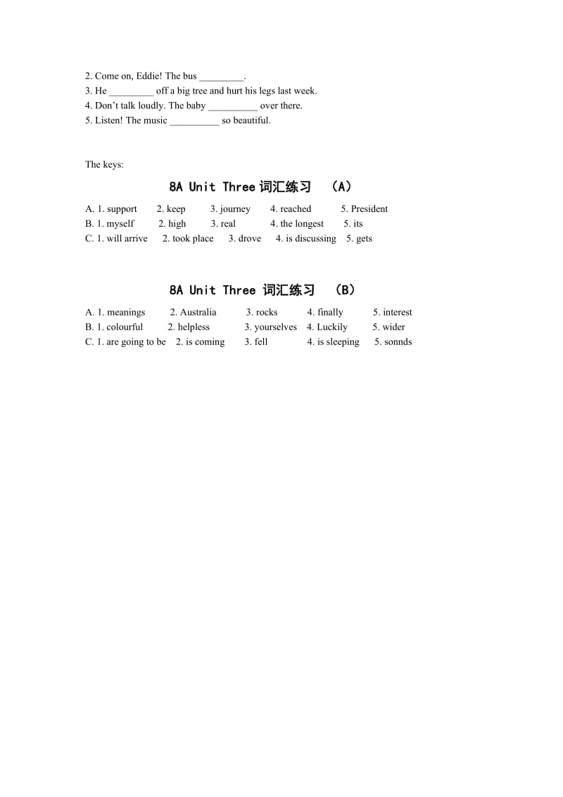 8AUnit3词汇练习A(已打过） (2).doc_第2页