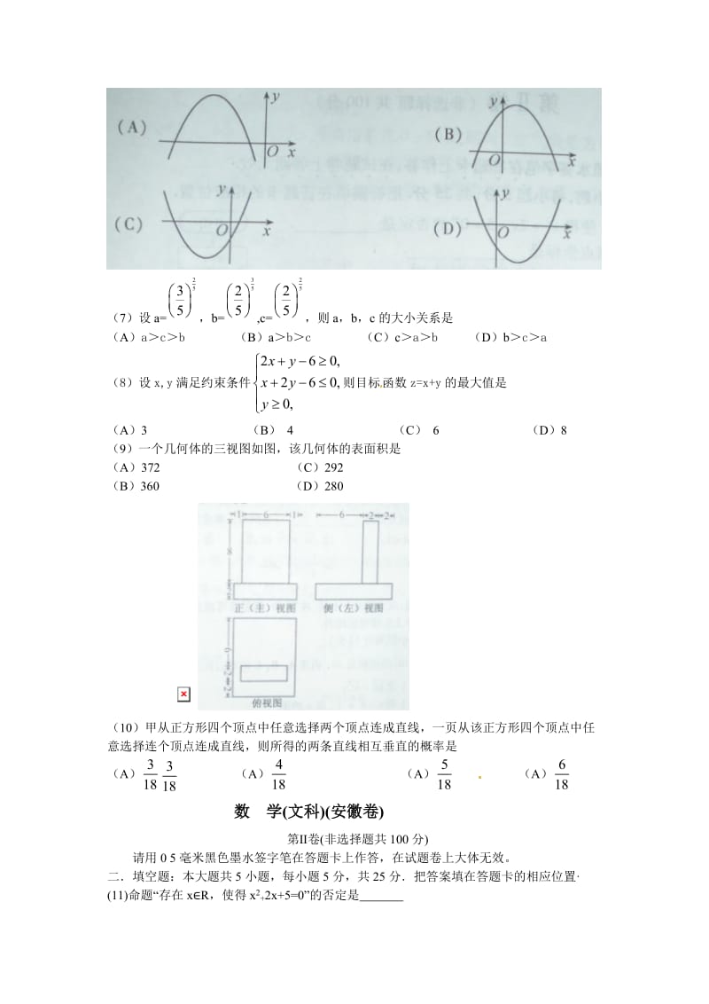 2010年高考数学文科试题安徽卷 (2).doc_第3页