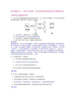 生物高考频点十：变异与育种（含各种变异的比较及生物变异在育种等方面的应用）.doc