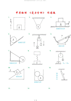 中考物理专题 受力分析 作图题.doc