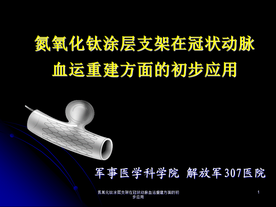 氮氧化钛涂层支架在冠状动脉血运重建方面的初步应用课件.ppt_第1页