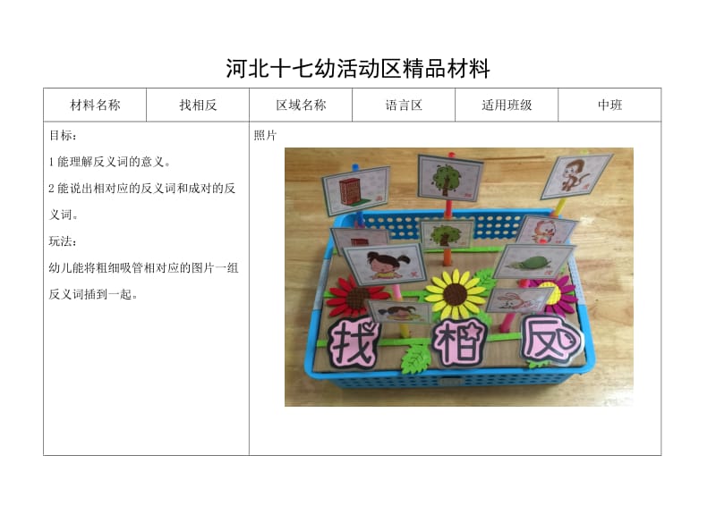 幼儿园中班活动区精品材料.doc_第1页