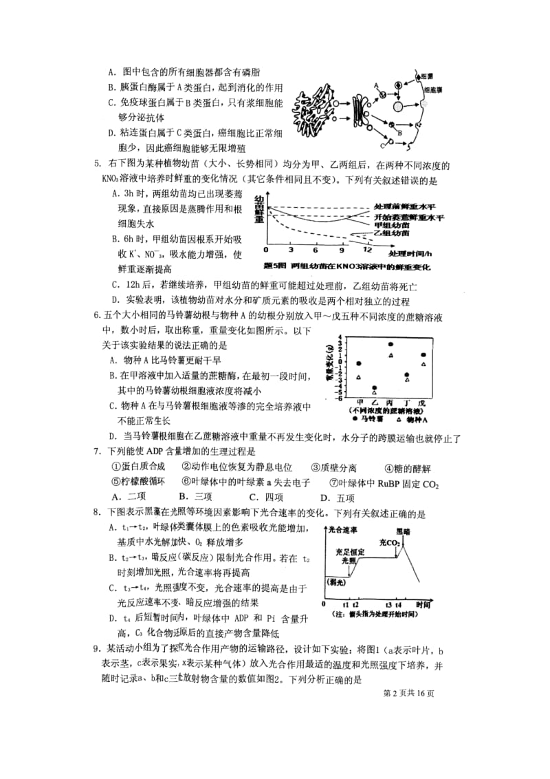 22高中生物竞赛试卷及参考答案(图片).pdf_第2页