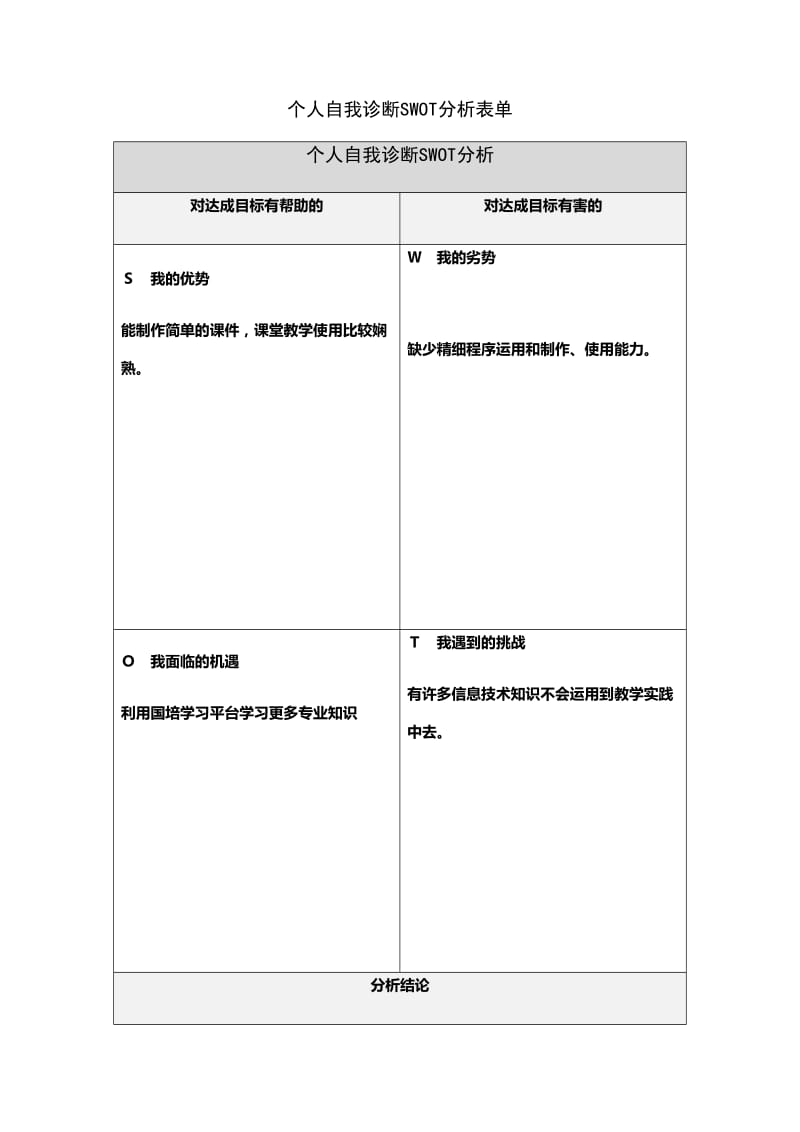 吴丽珍个人诊断分析表.doc_第1页