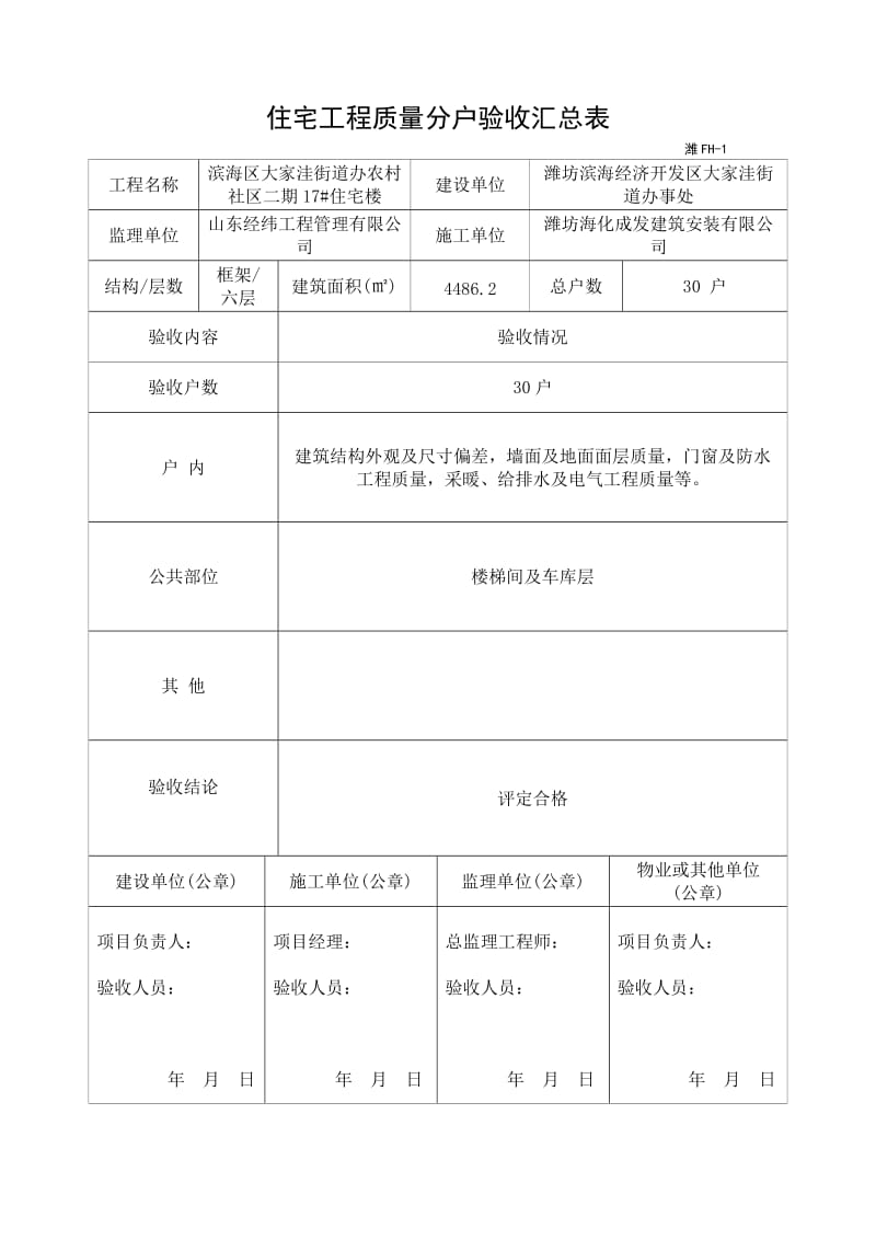 住宅楼分户验收汇总表.doc_第1页