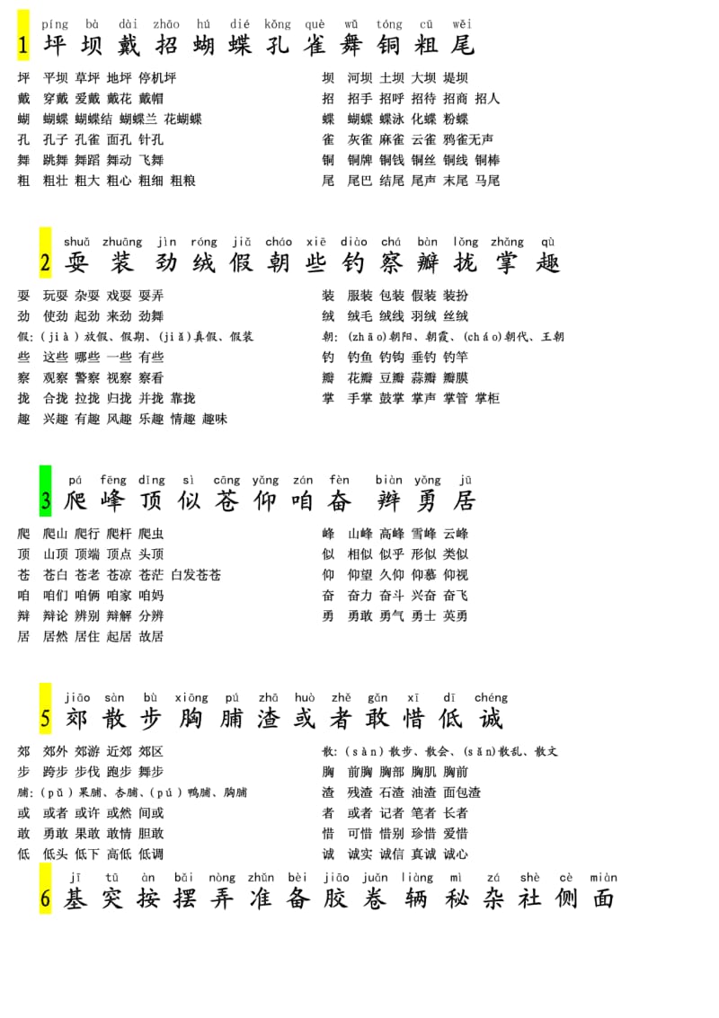 人教版三年级语文上册生字表二拼音和生字[1].pdf_第1页