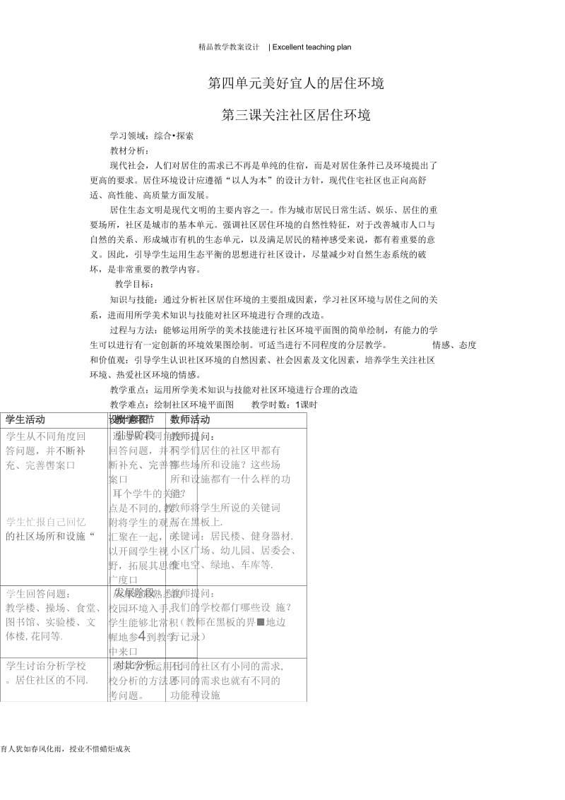 11.人教版八年级下册美术教案新部编本第四单元美好宜人的居住环境第三课关注社区居住环境.docx_第2页