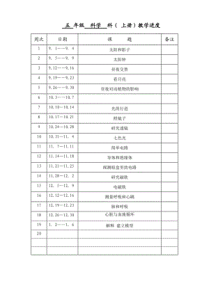 教学进度表 科学.doc