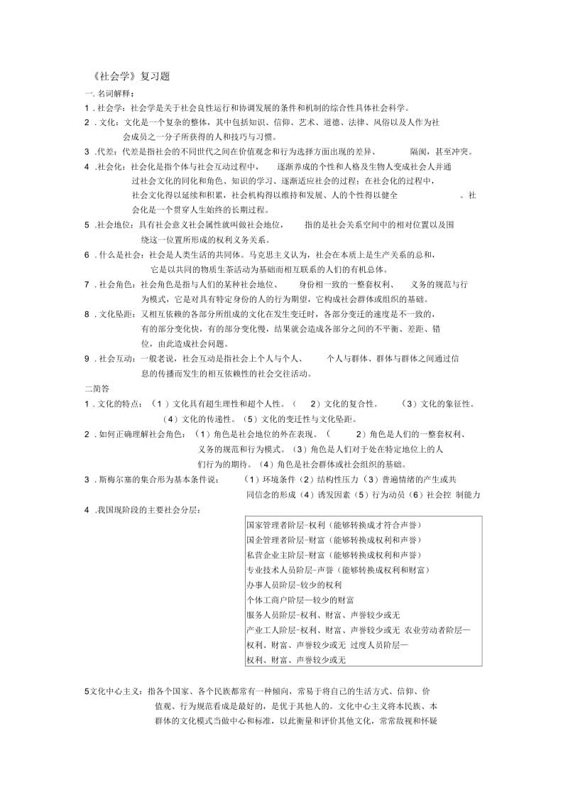 社会学考试复习题.docx_第1页