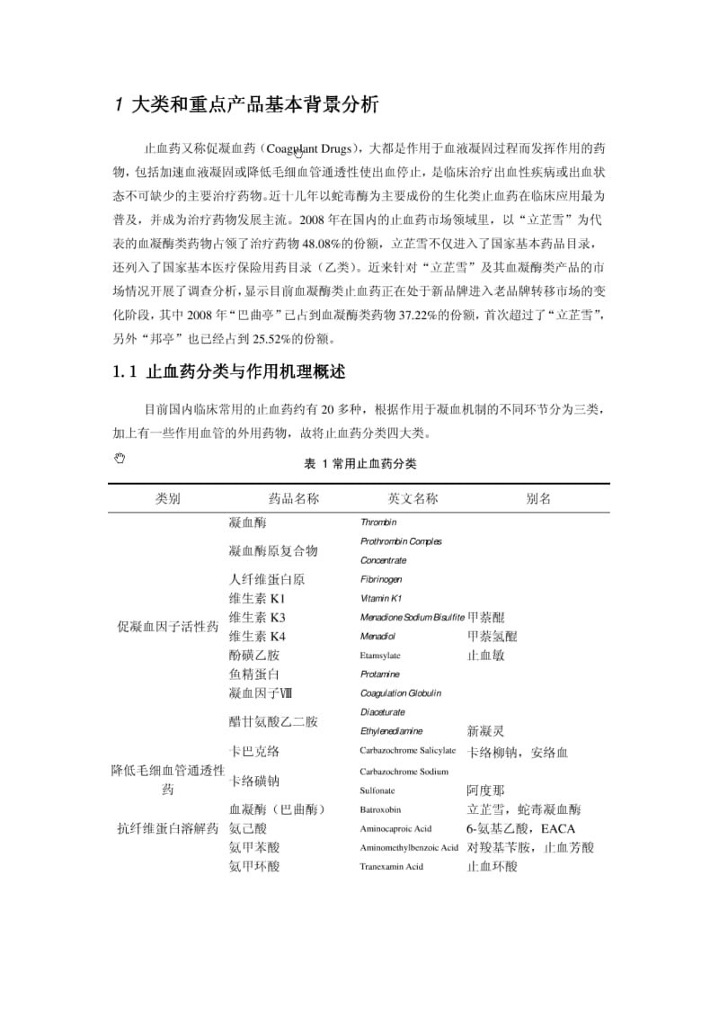 2009年中国止血药及血凝酶产品及市场调查报告Word版本.doc_第2页