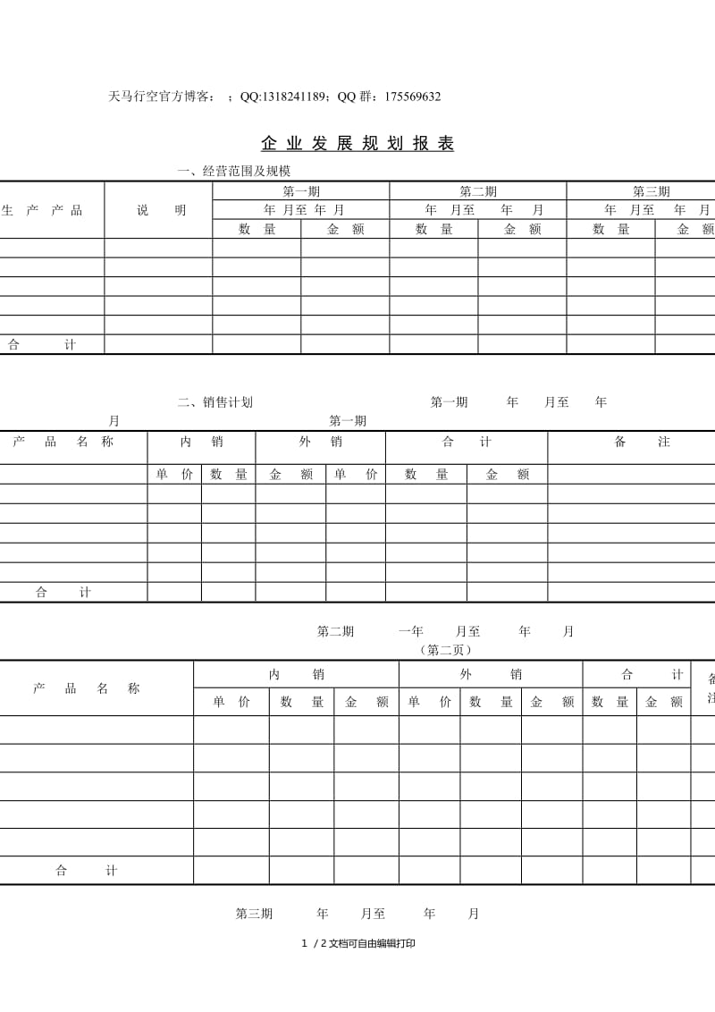 企业发展规划报表.doc_第1页