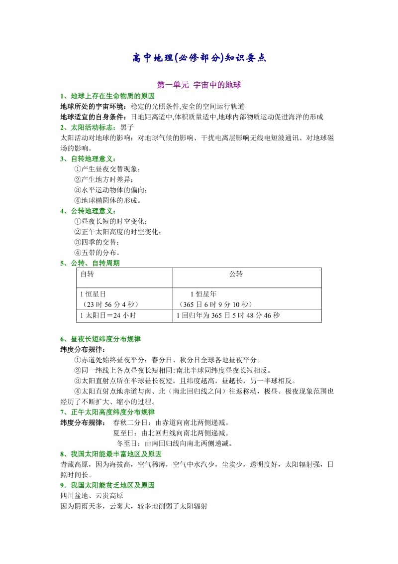 高中地理知识要点.doc_第1页