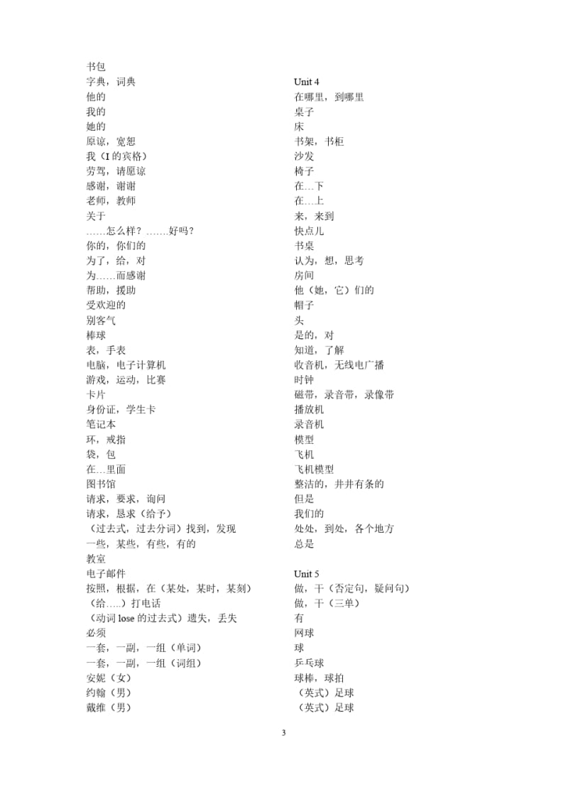 七年级上册英语单词表合适默写 只有中文.pdf_第3页