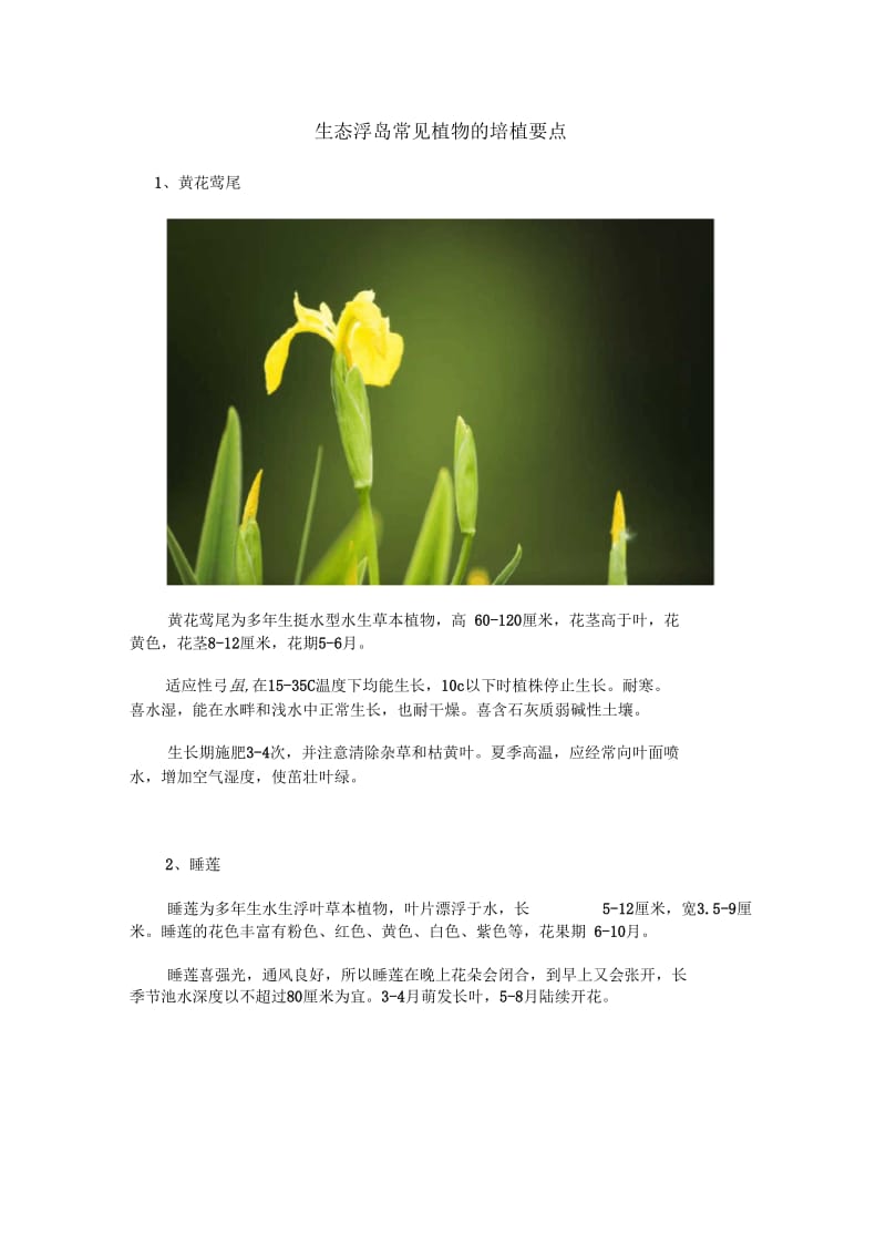 生态浮岛常见植物的培植要点解析.docx_第1页