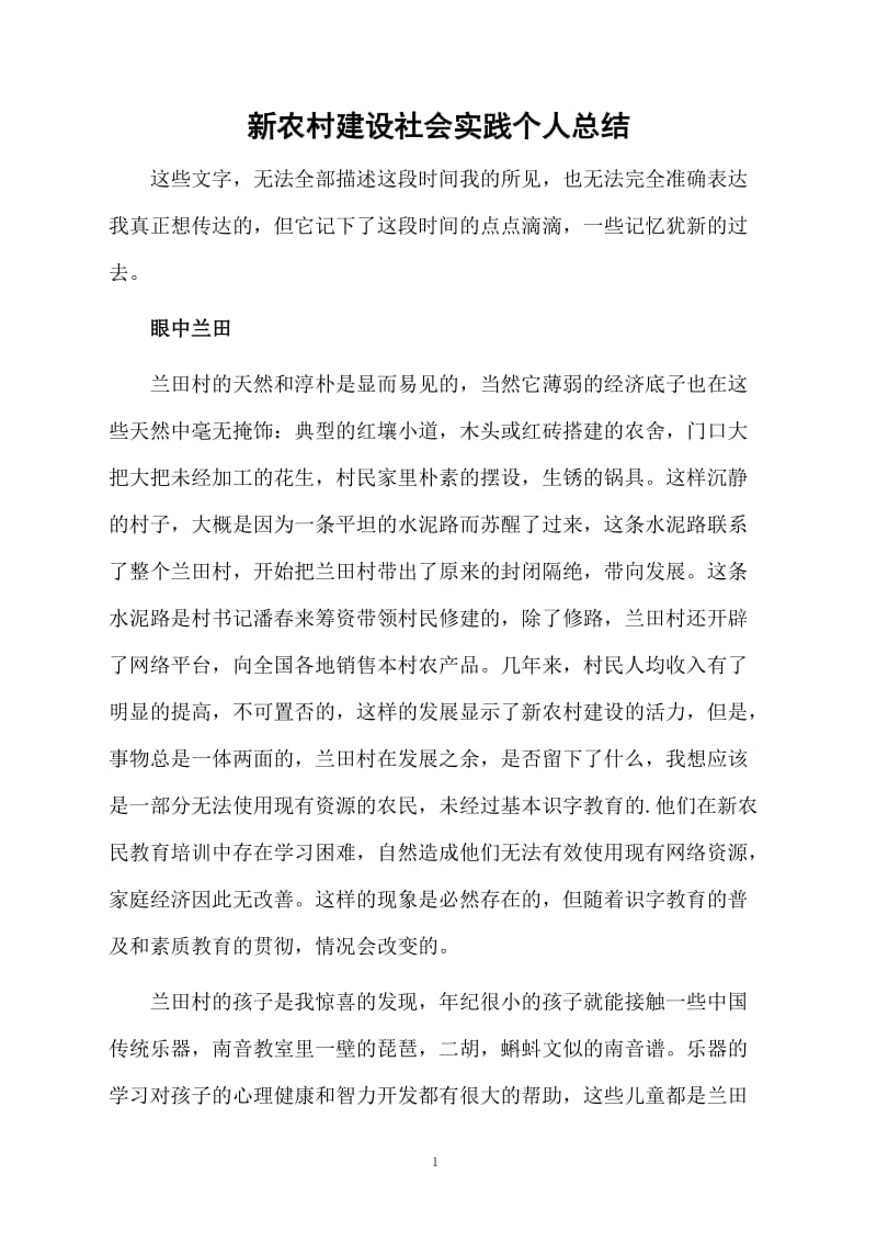 新农村建设社会实践个人总结.docx_第1页