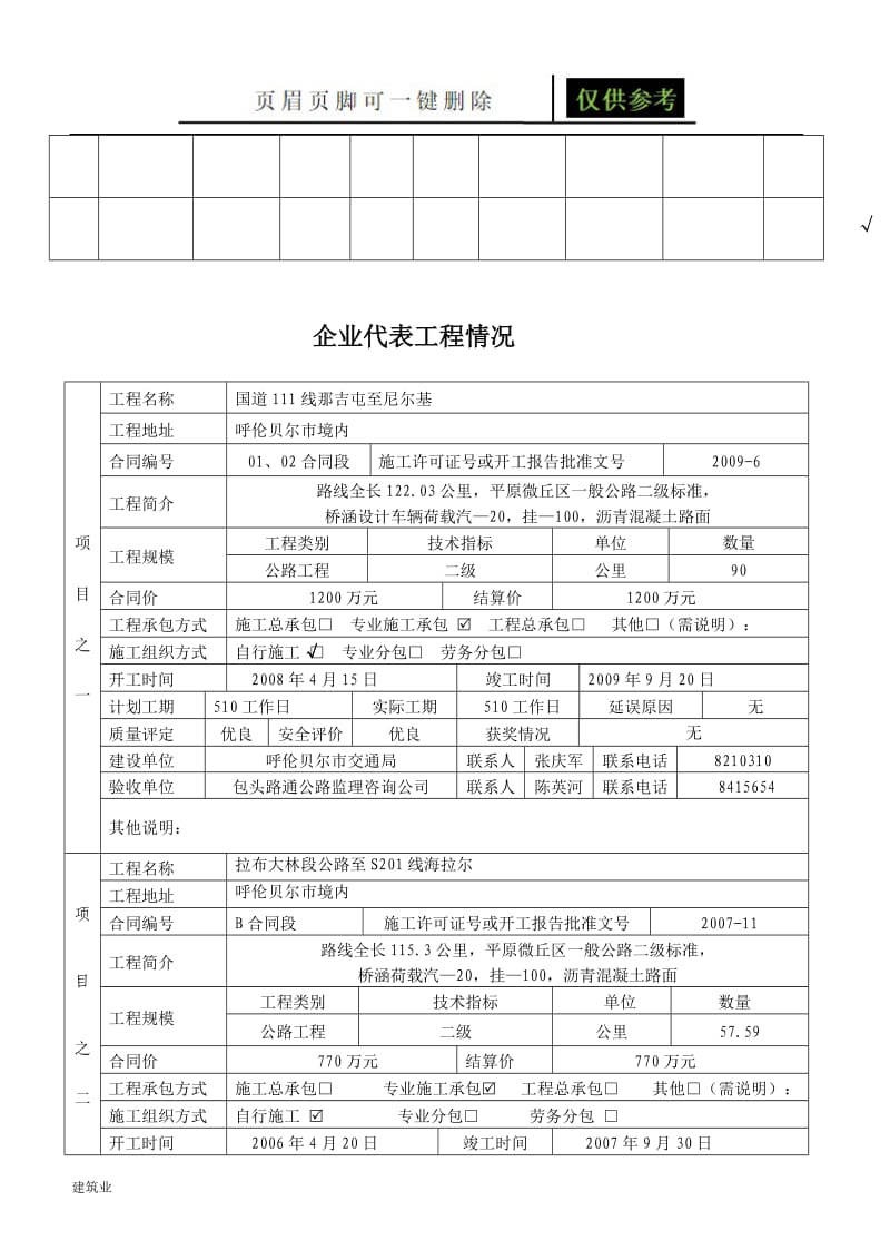 企业近五年代表工程业绩一览表[建筑A类].doc_第2页