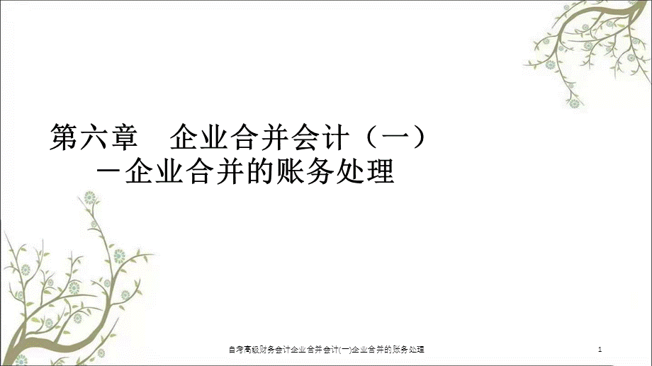 自考高级财务会计企业合并会计(一)企业合并的账务处理课件.ppt_第1页