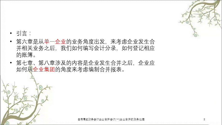 自考高级财务会计企业合并会计(一)企业合并的账务处理课件.ppt_第2页