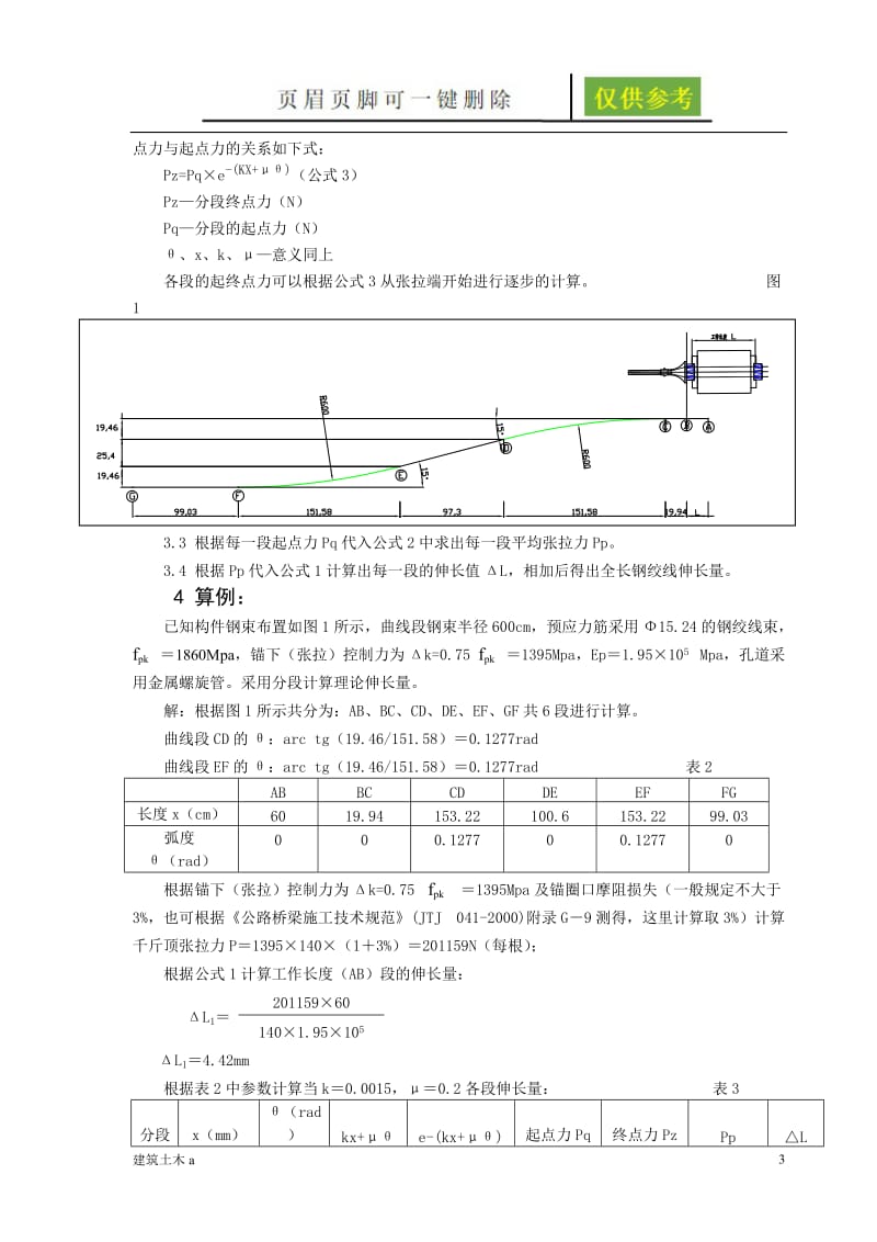 后张法预应力钢绞线伸长量计算与现场控制[建筑B类].doc_第3页
